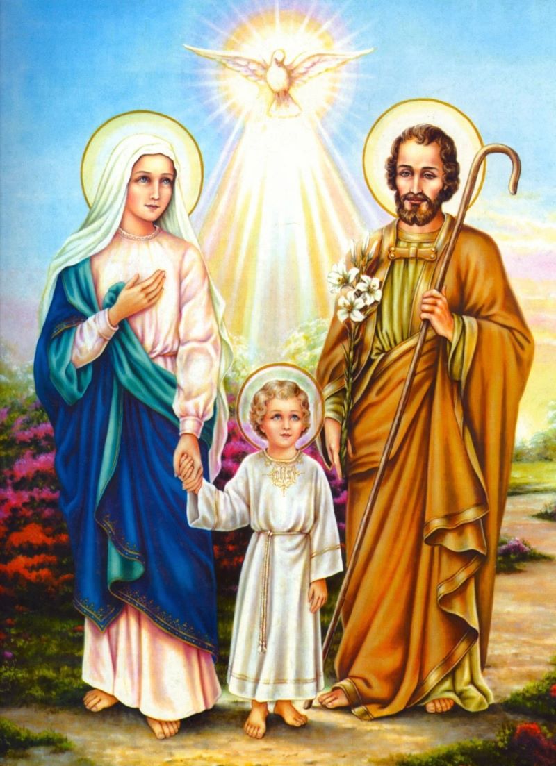 Đức Mẹ Maria, Thánh Giuse, Chúa Giêsu cùng nắm tay nhau