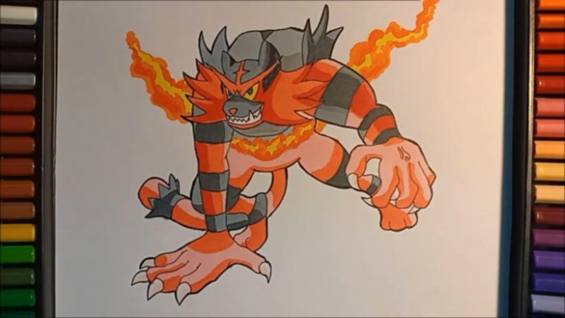 Tranh vẽ Pokemon lửa hung dữ