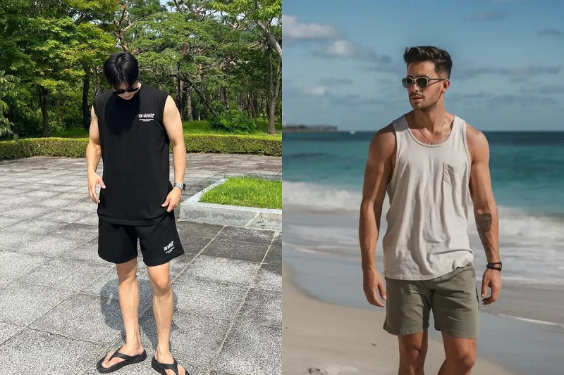 Quần short nam kết hợp áo tanktop cá tính