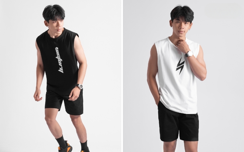 Phối đồ quần short với áo tanktop