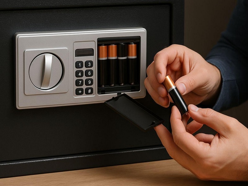 kiểm tra lại chiều lắp pin két sắt